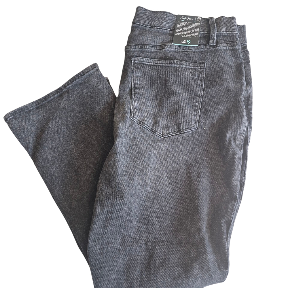 LuLaRoe  Charcoal Black Flare Denim Jeans Plus Size 20-21 Brand New